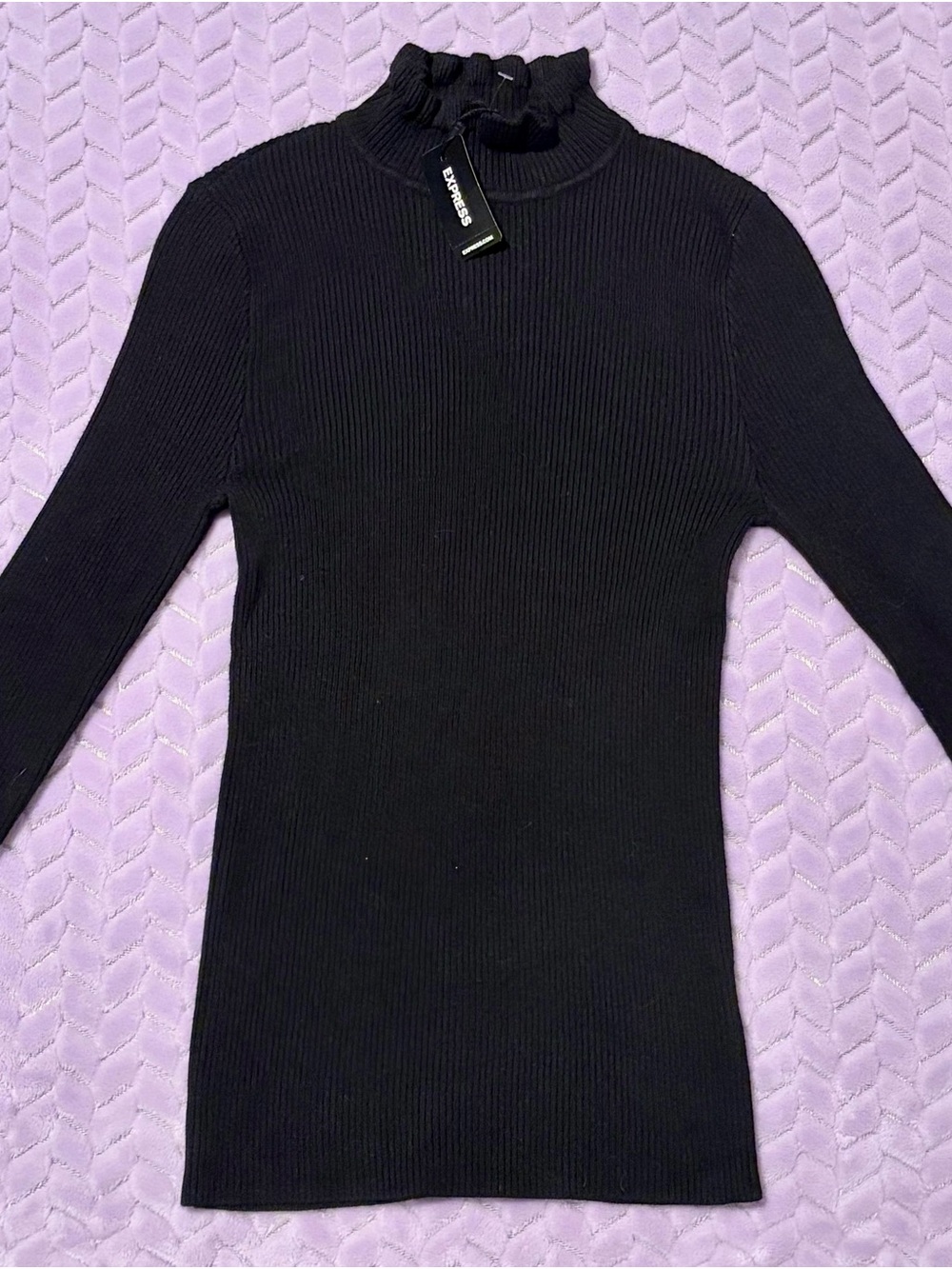 NWT Express Black Ribbed Long Sleeve Mock Neck Top